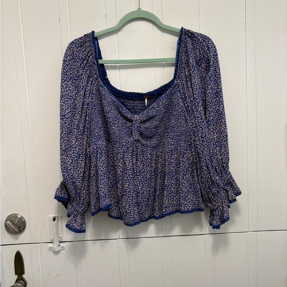 Free People Tops - Free People Blue Floral Women's Top